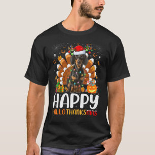 Dachshund Dog Halloween Christmas Happy Hallothan T-Shirt