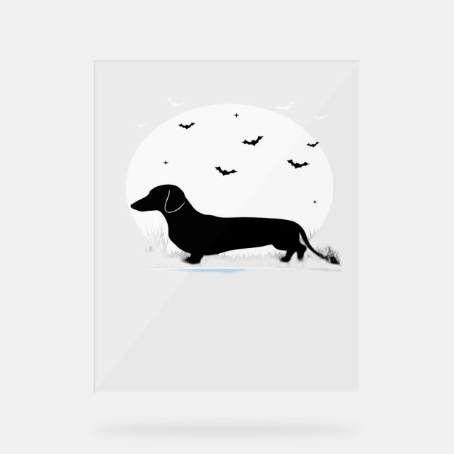Dachshund Dog – Halloween Moon Silhouette Classic  Acrylic Sign (Front)