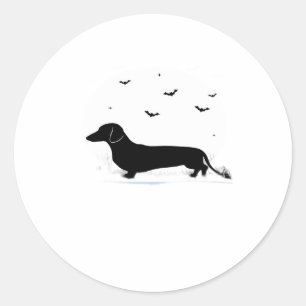 Dachshund Dog � Halloween Moon Silhouette Classic Classic Round Sticker