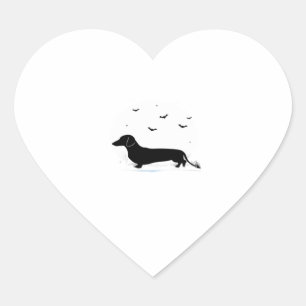 Dachshund Dog � Halloween Moon Silhouette Classic  Heart Sticker