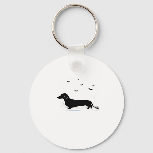 Dachshund Dog � Halloween Moon Silhouette Classic  Keychain (Front)