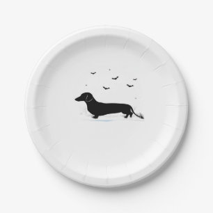 Dachshund Dog � Halloween Moon Silhouette Classic  Paper Plate