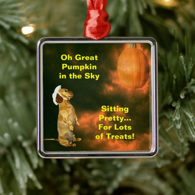 Dachshund Dog Halloween Pumpin Eerie Metal Ornament (Tree)