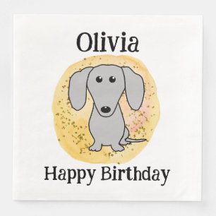 Dachshund Dog Happy Birthday Cute Doxie Napkin