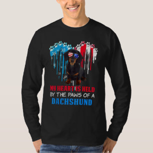 Dachshund Dog Heart 4th of July Dog  USA Flag Men  T-Shirt