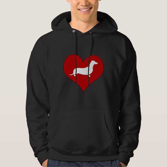 Dachshund Dog Heart Love Hoodie (Front)
