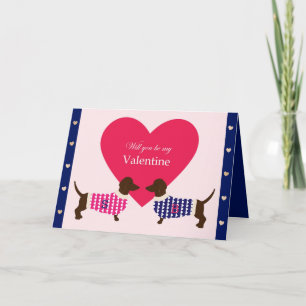 Dachshund Dog Heart Monogram Initial Folded Holiday Card