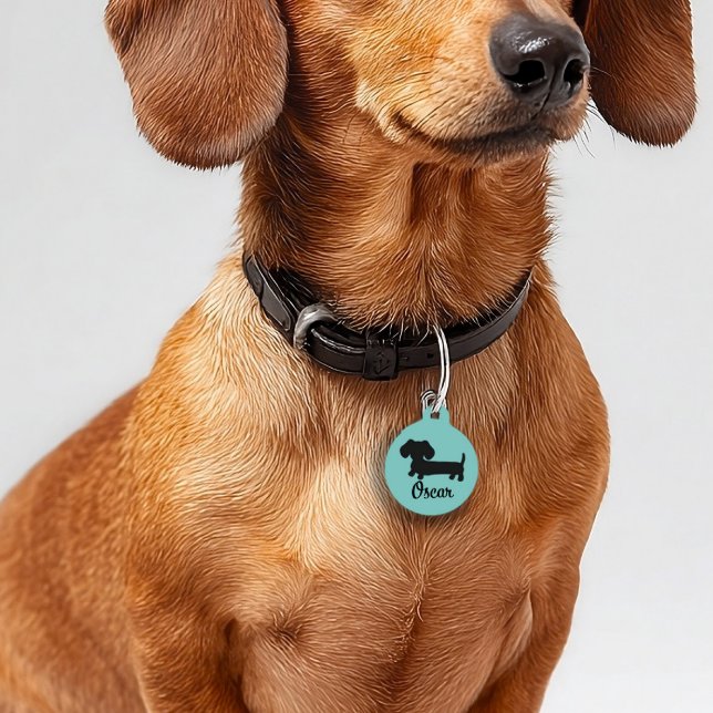 Dachshund Dog ID Tag Personalized Double Sided (dachshund mom gift - dog tag personalized for new wiener dogs)
