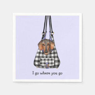 Dachshund Dog in a Bag Description Napkin
