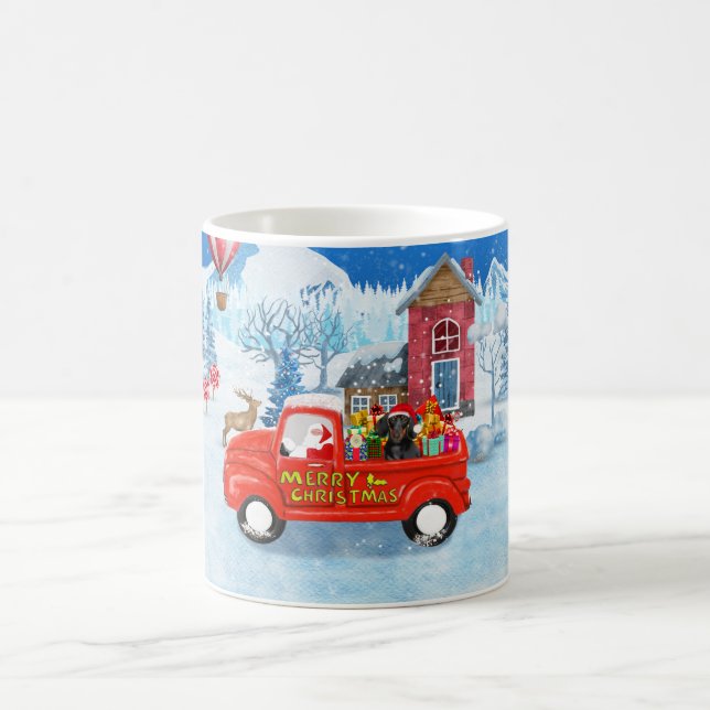 Dachshund Dog in Christmas Delivery Truck Snow Coffee Mug (Center)