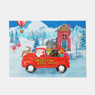 Dachshund Dog in Christmas Delivery Truck Snow  Doormat