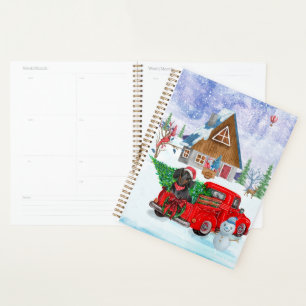 Dachshund Dog In Christmas Delivery Truck Snow Planner