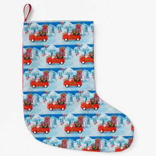 Dachshund Dog in Christmas Delivery Truck Snow  Small Christmas Stocking