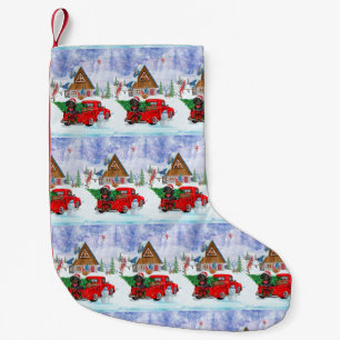 Dachshund Dog In Christmas Delivery Truck Snow  Small Christmas Stocking