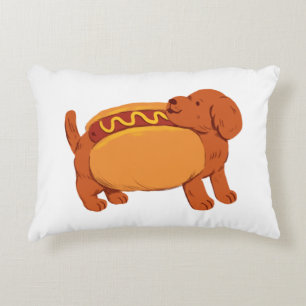 Dachshund dog in hot dog costume accent pillow