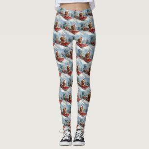 Dachshund Dog in Sledge Let it Snow Christmas Leggings