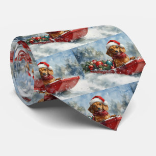 Dachshund Dog in Sledge Let it Snow Christmas Tie