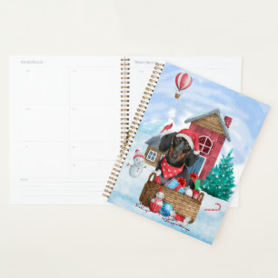 Dachshund Dog In snow Christmas Dog House Planner
