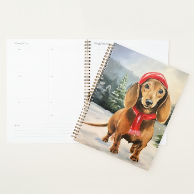 Dachshund Dog in Snow Christmas  Planner (Display)