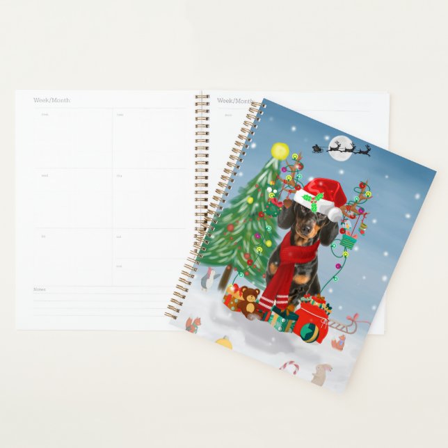 Dachshund Dog in Snow with Christmas Gifts    Planner (Display)