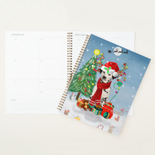 Dachshund Dog in Snow with Christmas Gifts Planner
