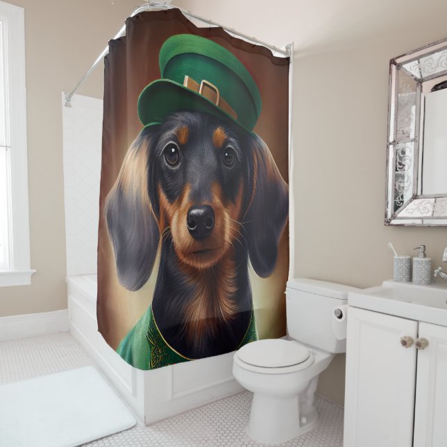 Dachshund Dog in St. Patrick's Day Dress (In Situ)