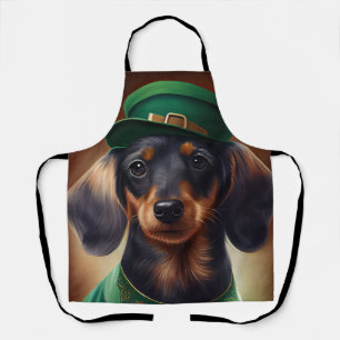 Dachshund Dog in St. Patrick's Day Dress Apron