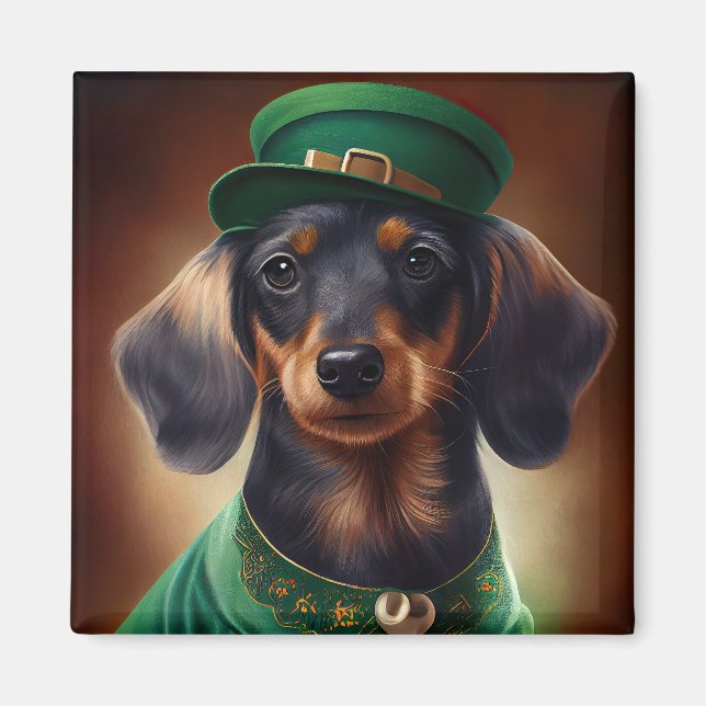 Dachshund Dog in St. Patrick's Day Dress Magnet (Front)