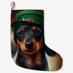 Dachshund Dog in St. Patrick's Day Dress Small Christmas Stocking