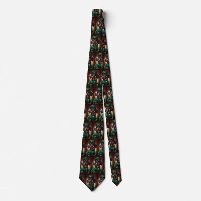 Dachshund Dog in St. Patrick's Day Dress Tie (Front)
