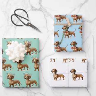 dachshund dog lover birthday celebration wrapping paper sheet