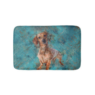 Dachshund dog Mixed Media Art Bath Mat