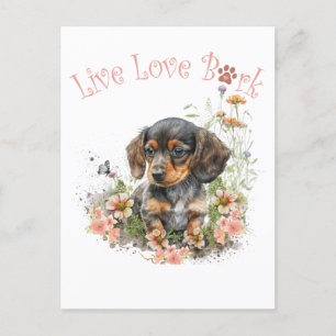 Dachshund Dog Mom Floral Postcard