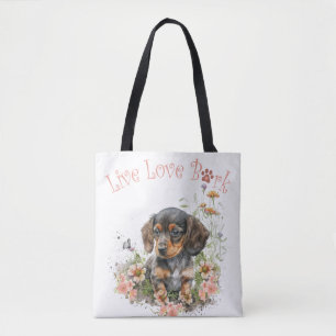 Dachshund Dog Mom Floral Tote Bag