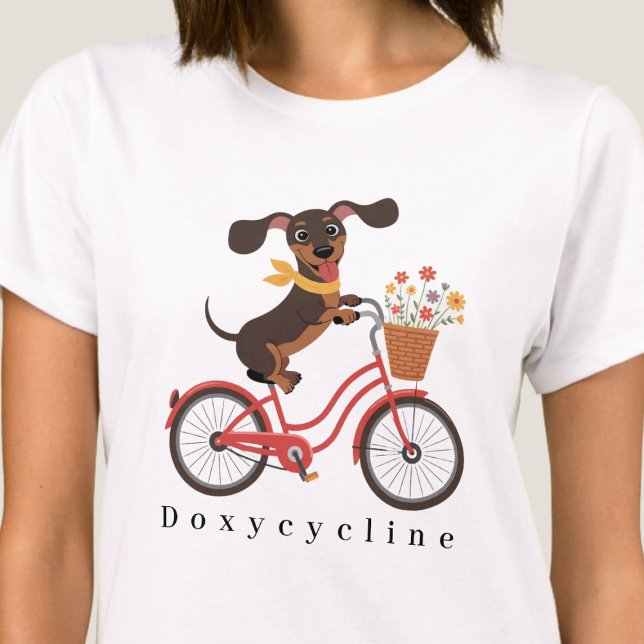 Dachshund Dog On Bike Doxycycline Cycling T-Shirt (Creator Uploaded)