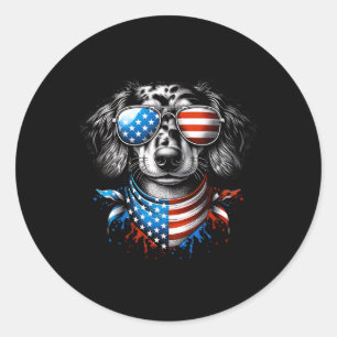 Dachshund Dog Patriotic 4th Of July American Usa F Classic Round Sticker