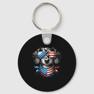 Dachshund Dog Patriotic 4th Of July American Usa F Keychain