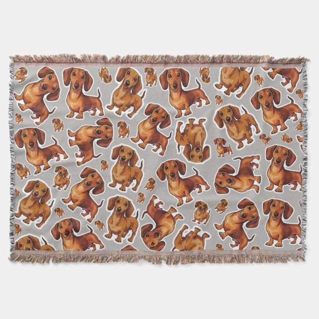 Dachshund Dog Pattern Fleece Blanket (Front)