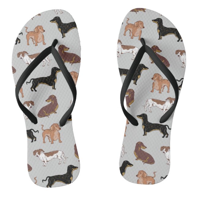 Dachshund dog pattern flip flops (Footbed)