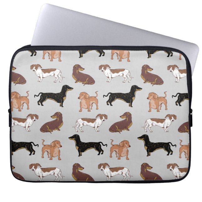 Dachshund dog pattern laptop sleeve (Front)
