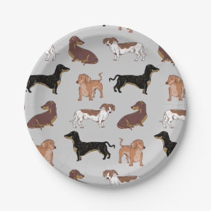 Dachshund dog pattern paper plate