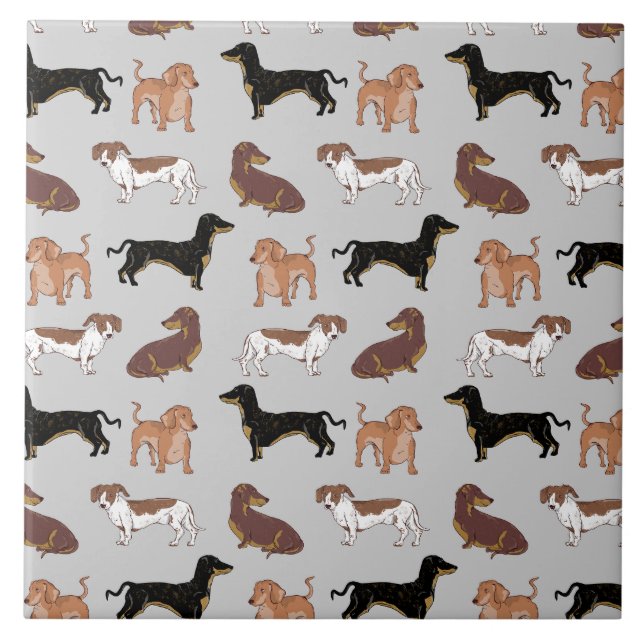 Dachshund dog pattern tile (Front)