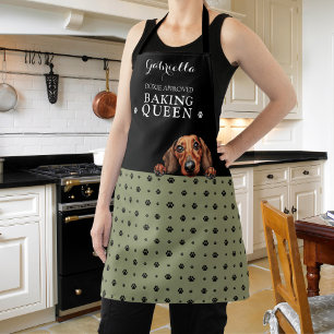 Dachshund Dog Paw Print Sage Olive Custom  Apron