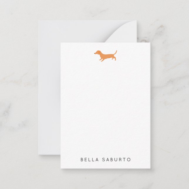 Dachshund Dog Personal Flat Note Card (Front)