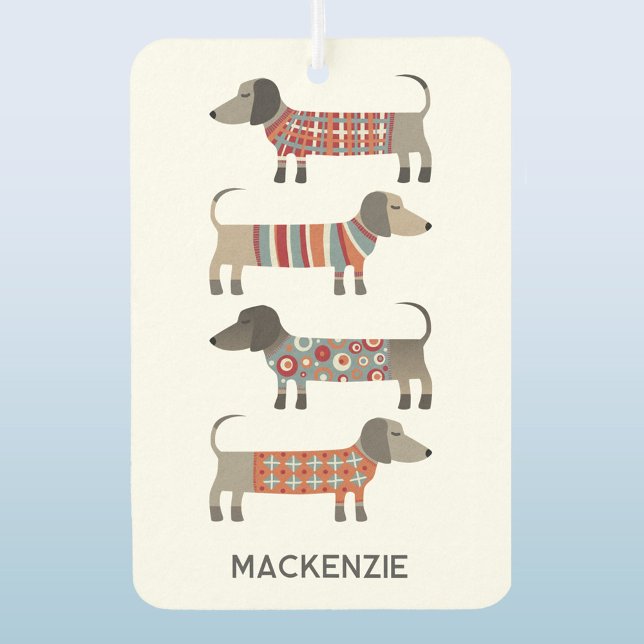 Dachshund Dog Personalized Air Freshener (Dachshund Wiener Sausage Dog personalized name car vehicle air freshener)