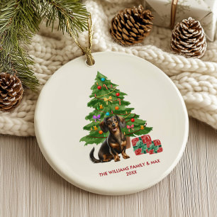 Dachshund Dog Personalized Christmas Ceramic Ornament