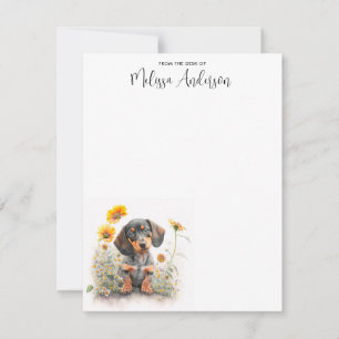 Dachshund Dog Personalized Cute Puppy Watercolor Card