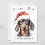 Dachshund Dog Personalized Santa Merry Christmas  Holiday Card<br><div class="desc">Introducing our "Pawsitively Merry" Christmas card, perfect for dog lovers and dachshund enthusiasts alike! This adorable design features a charming watercolor illustration of a dachshund puppy wearing a festive Santa hat, with the message "Pawsitively Merry" in playful script font. What better way to spread holiday cheer than with a personalized...</div>