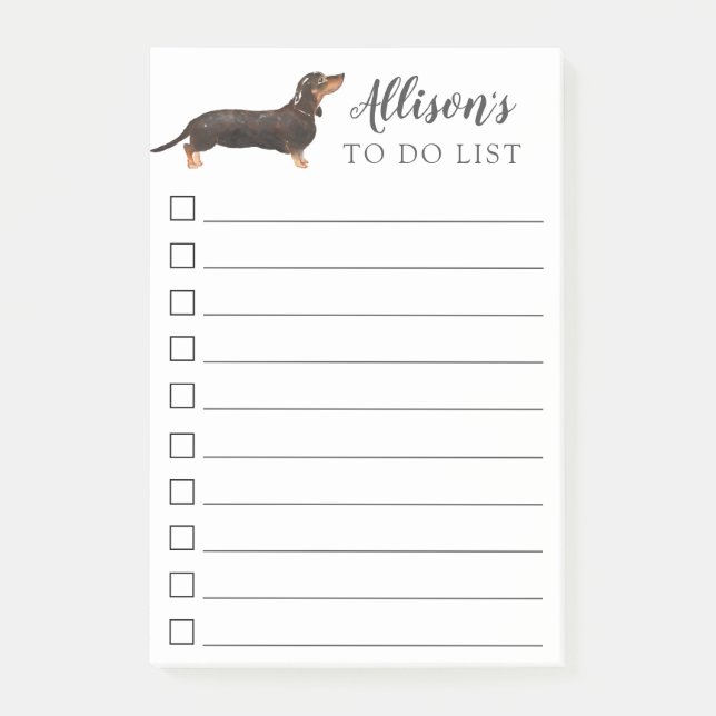 Dachshund Dog Personalized To Do List Post-it Notes (Front)