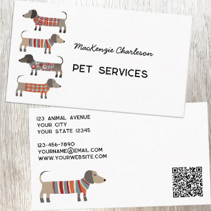 Dachshund Dog Pet Services QR Code Business Card